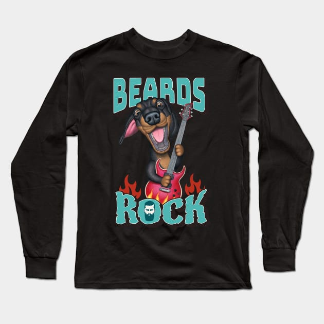 Beards Rock Long Sleeve T-Shirt by Danny Gordon Art